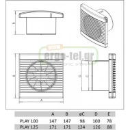 Εξαεριστήρας μπάνιου PLAY Φ100 12W με χρονοκαθυστέρηση 1850rpm 230V 100 m³/h 29dB αθόρυβος