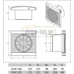Εξαεριστήρας μπάνιου PLAY Φ100 12W με χρονοκαθυστέρηση 1850rpm 230V 100 m³/h 29dB αθόρυβος