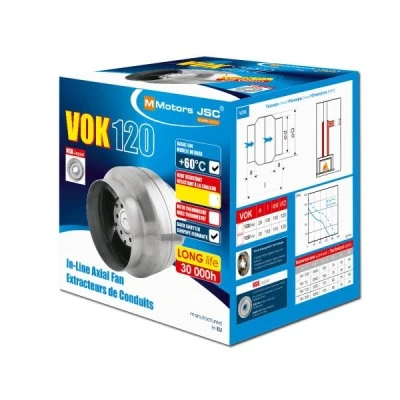 Εξαεριστήρας αεραγωγών ενδιάμεσος VOK-120/100 18W 150m³/h για υψηλές θερμοκρασίες