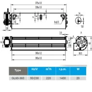 Αξονικός θερμοσυσωρευτών Φ60x360mm GL60-360 20W 220m³/h 230V για υψηλές θερμοκρασίες