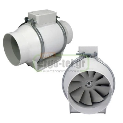 Βιομηχανικός εξαεριστήρας αεραγωγών TURBO Φ100 43W 230V 2500rpm 180m³/h 48dB ενδιάμεσος