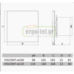 Εξαεριστήρας μπάνιου VISCONTI χρώμιο Φ100 15W 2650rpm 230V 100 m³/h 40dB αθόρυβης λειτουργίας