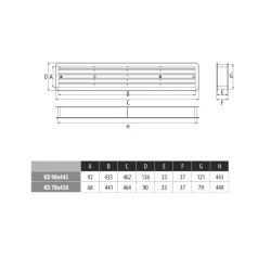 Περσίδα εξαερισμού ορθογώνια KD 70x450mm από πλαστικό για πόρτες