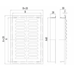 Περσίδα εξαερισμού ορθογώνια D/AK 140x210mm από ανοξείδωτο ατσάλι