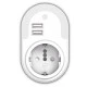 Πρίζα σούκο 3000k θερμό φως 12lm 5V 2.1A με δύο θύρες USB και φωτοκύτταρο νυκτός
