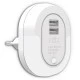 Λαμπάκι νυκτός LED 0.5W 3000k θερμό λευκό φως 12lm εσωτερικού χώρου με φωτοκύτταρο & 2 θύρες USB Λαμπάκι νυκτός LED 0.5W 3000k θερμό λευκό φως 12lm εσωτερικού χώρου με φωτοκύτταρο & 2 θύρες USB