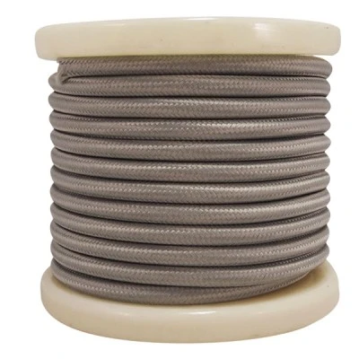 Υφασμάτινο καλώδιο στρογγυλό ανοιχτό γκρι διατομής 2Χ0.75mm² διακοσμητικό σειράς Textile Υφασμάτινο καλώδιο στρογγυλό ανοιχτό γκρι διατομής 2Χ0.75mm² διακοσμητικό σειράς Textile