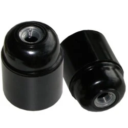 Ντουί βακελίτου Ε27 λείο με μεταλλικό παξιμάδι Μ10x1 σε μαύρο χρώμα