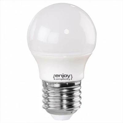 Λάμπα led σφαιρική Ø45 E27 3W 230V 6500k ψυχρό λευκό φως δέσμης 180° 290 lumen 15000h