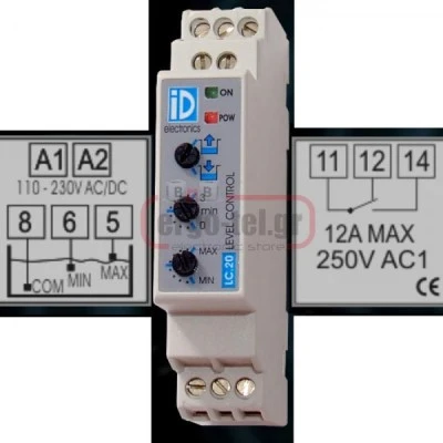 Επιτηρητής στάθμης αγώγιμων υγρών KRONOS LC-20 με ρυθμιζόμενη ευαισθησία & χρόνο