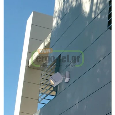 Φωτιστικό σποτ αλουμινίου τετράγωνο κινητό γκρι μονής κατεύθυνσης για λάμπες GU10 στεγανό IP54