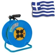 Μπαλαντέζα-καρούλι πλαστικό με καλώδιο 20μ 3x2,5mm 4 πρίζες σούκο, λυχνία & πώμα ασφαλείας