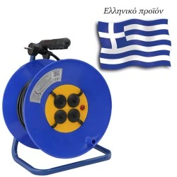 Μπαλαντέζα-καρούλι πλαστικό με καλώδιο 33μ 3x1,5mm² 4 πρίζες σούκο, πώμα ασφαλείας & λυχνία