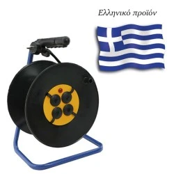 Μπαλαντέζα-καρούλι πλαστικό με καλώδιο 33μ 3x2,5mm² 4 πρίζες σούκο, πώμα ασφαλείας & λυχνία