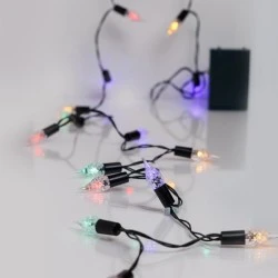 20 led vintage διακοσμητικό πολύχρωμο φως, μπαταρία 3xAA με χρονοδιακόπτη & πράσινο pvc καλώδιο IP20