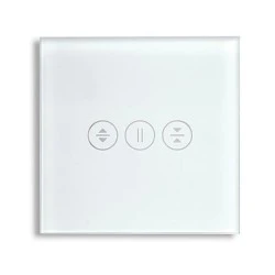 Smart Wi-Fi Γυάλινο πάνελ διακόπτη αφής ρολών σε άσπρο χρώμα για έλεγχο ρολών πόπρτας παραθύρου μέσω smartphone 85x85x10mm wifi & zigbee