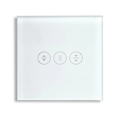 Smart Wi-Fi Γυάλινο πάνελ διακόπτη αφής ρολών σε άσπρο χρώμα για έλεγχο ρολών πόπρτας παραθύρου μέσω smartphone 85x85x10mm wifi & zigbee