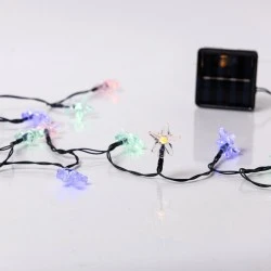 60 led λαμπάκια αστέρια πλαστικά σε σειρά πολύχρωμο φως με ηλιακό συλλέκτη & αισθητήρα φωτός, 8 προγράμματα & πράσινο pvc καλώδιο IP44