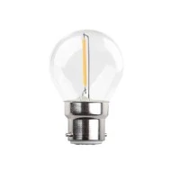 Λάμπα LED B22 σφαιρική filament 1W θερμό χρώμα φωτός 3000k 220-240V με γωνία δέσμης 360°