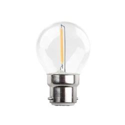 Λάμπα LED B22 σφαιρική filament 1W θερμό χρώμα φωτός 3000k 220-240V με γωνία δέσμης 360°