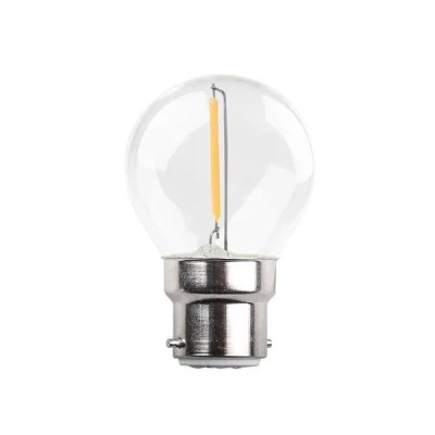 Λάμπα LED B22 σφαιρική filament 1W θερμό χρώμα φωτός 3000k 220-240V με γωνία δέσμης 360°