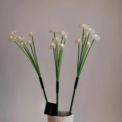 3 σετ πλαστικά μανιτάρια 75cm σε θερμό λευκό φως με 6 κλαδιά το κάθε σετ & ηλιακό συλλέκτη με αισθητήρα φωτός