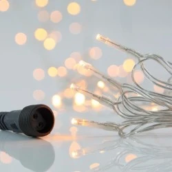 100 led λαμπάκια σε σειρά 3mm ρεύματος 4 επεκτάσεις έως 3 σετ με  διάφανο pvc καλώδιο θερμό λευκό με προέκταση παροχής 3m IP44