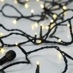 480 LED διακοσμητικά λαμπάκια 3mm με μετασχηματιστή 31V, 8 προγράμματα και μνήμη, πράσινο PVC καλώδιο, θερμό λευκό φως ανά 5cm, παροχή 3m IP44