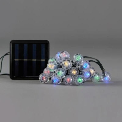 80 led ηλιακά λαμπάκια με ηλιακό συλλέκτη με αισθητήρα φωτός με πράσινο pvc καλώδιο & πολύχρωμο led ανά 10cm IP44