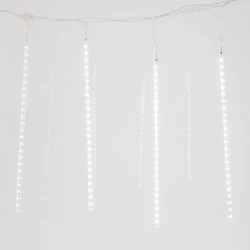 240 led κουρτίνα σε λευκό φως με 5 snowdrop 50cm, 4 επεκτάσεις ΄έως 3 σετ & 5v μετασχηματιστή IP44