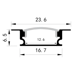 Προφίλ χωνευτό 2000x16,7x6,5mm 90° λευκό plus IP44