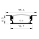 Προφίλ χωνευτό 2000x16,7x6,5mm 90° λευκό plus IP44 Προφίλ χωνευτό 2000x16,7x6,5mm 90° λευκό plus IP44