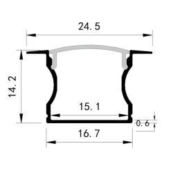 Προφίλ χωνευτό 2000x16,7x14.2 45° λευκό plus
