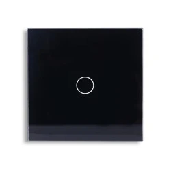 Smart Wi-Fi Γυάλινο πάνελ απλού διακόπτη αφής σε μαύρο χρώμα για έλεγχο φωτισμού μέσω smartphone 85x85x10mm wifi & zigbee