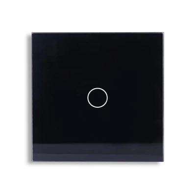 Smart Wi-Fi Γυάλινο πάνελ απλού διακόπτη αφής σε μαύρο χρώμα για έλεγχο φωτισμού μέσω smartphone 85x85x10mm wifi & zigbee