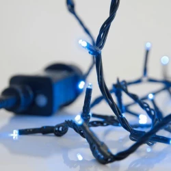 240 led λαμπάκια σε σειρά μπλε φως με 8 προγράμματα & μνήμη 31v μετασχηματιστή & πράσινο pvc καλώδιο IP44