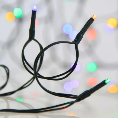 240 led λαμπάκια σε σειρά χρωματιστό φως με 8 προγράμματα & μνήμη, 31v μετασχηματιστή & πράσινο pvc καλώδιο IP44