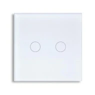 Smart Wi-Fi Γυάλινο πάνελ διπλού διακόπτη αφής σε άσπρο χρώμα για έλεγχο φωτισμού μέσω smartphone 85x85x10mm wifi & zigbee