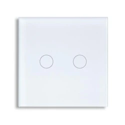 Smart Wi-Fi Γυάλινο πάνελ διπλού διακόπτη αφής σε άσπρο χρώμα για έλεγχο φωτισμού μέσω smartphone 85x85x10mm wifi & zigbee