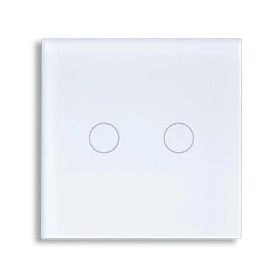 Smart Wi-Fi Γυάλινο πάνελ διπλού διακόπτη αφής σε άσπρο χρώμα για έλεγχο φωτισμού μέσω smartphone 85x85x10mm wifi & zigbee