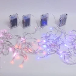 20 led σε σειρά μπαταρίας 3xΑΑ σε display box ,κόκκινο/μπλε/ροζ/μωβ led με χρονοδιακόπτη & διάφανο pvc καλώδιο IP20