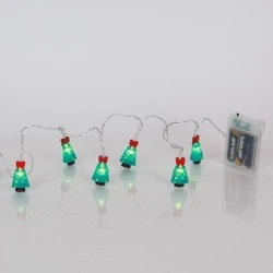 10 led χριστουγεννιάτικο δέντρο σε θερμό λευκό φως, μπαταρία 3xΑΑ με χρονοδιακόπτη & διάφανο pvc καλώδιο  IP20