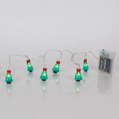 10 led χριστουγεννιάτικο δέντρο σε θερμό λευκό φως, μπαταρία 3xΑΑ με χρονοδιακόπτη & διάφανο pvc καλώδιο  IP20