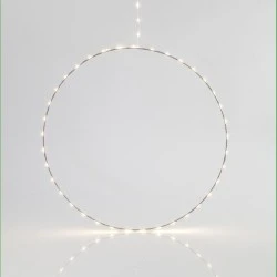 Ασημί κρεμαστό δαχτυλίδι φωτιζόμενο 40cm με 40 mini led λαμπάκια σε θερμό φως σταθερό μετασχηματιστή και ασημί χάλκινο καλώδιο ip44