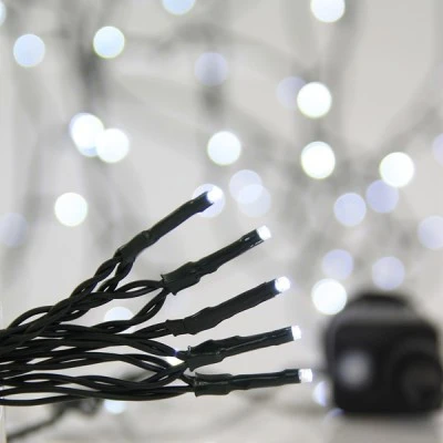 700 led λαμπάκια σε σειρά λευκό φως με 8 προγράμματα & μνήμη, μετασχηματιστή 31v, πράσινο pvc καλώδιο IP44