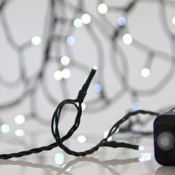 300 LED διακοσμητικά λαμπάκια 3mm με μετασχηματιστή 31V και 8 προγράμματα, πράσινο καλώδιο PVC, λευκό φως ανά 5cm, προέκταση παροχής 3m IP44