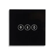 Smart Wi-Fi Γυάλινο πάνελ διακόπτη αφής ρολών σε μαύρο χρώμα για έλεγχο ρολών πόπρτας παραθύρου μέσω smartphone 85x85x10mm wifi & zigbee