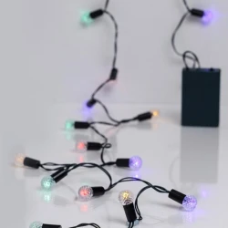 Σειρα, 20 led 5mm με διακοσμητικeσ vintage μπαλιτσεσ 1,5cm , μπαταριασ 3*ΑΑ, χρονοδιακοπτη, πρασινο pvc καλωδιο, πολυχρωμο led, ana 10cm, προεκταση παροχησ 30cm, ip20