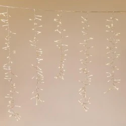 480 led λαμπάκια βροχή σε θερμό λευκό φως με 8 προγράμματα,36v μετασχηματιστή, προέκταση παροχής 3mm & διάφανο pvc καλώδιο IP44