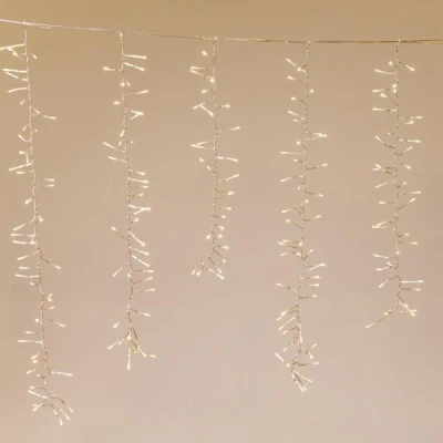 480 led λαμπάκια βροχή σε θερμό λευκό φως με 8 προγράμματα,36v μετασχηματιστή, προέκταση παροχής 3mm & διάφανο pvc καλώδιο IP44